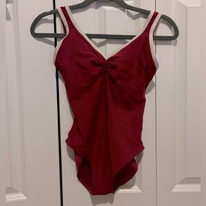 Yumiko Tiffany style leotard. Size M. Wine red and white colors